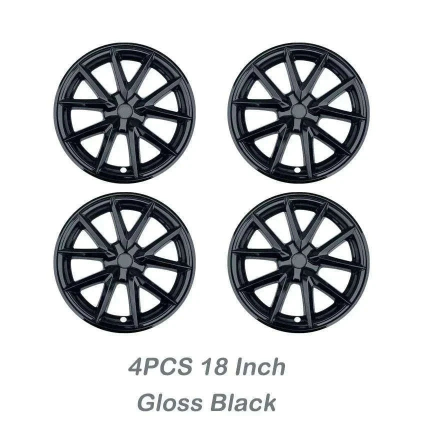 18" Tesla Model 3 Hubcap Set (2017–2023) Full Wheel Covers 4PCS-Gloss Black