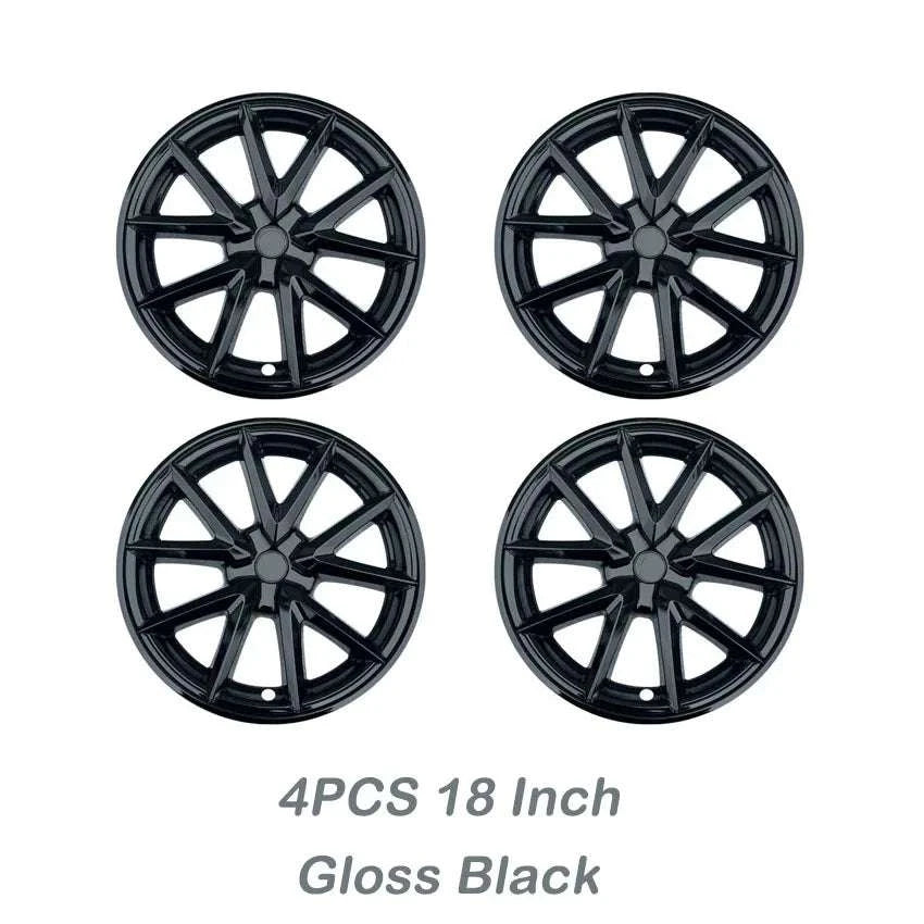 18" Tesla Model 3 Hubcap Set (2017–2023) Full Wheel Covers 4PCS-Gloss Black