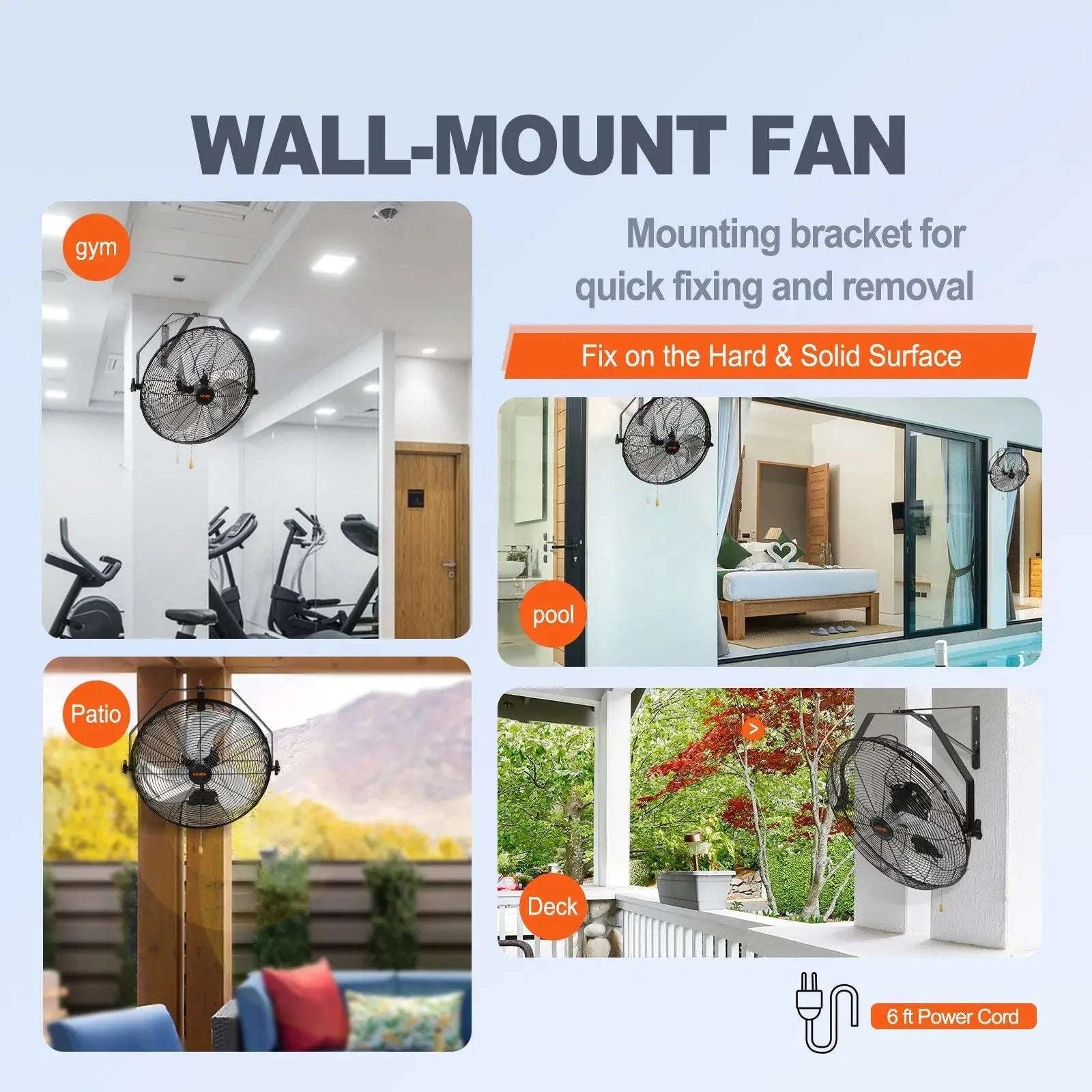 18" Wall Mount Fan with 3 Speeds, 4150 CFM High Velocity Airflow-United States