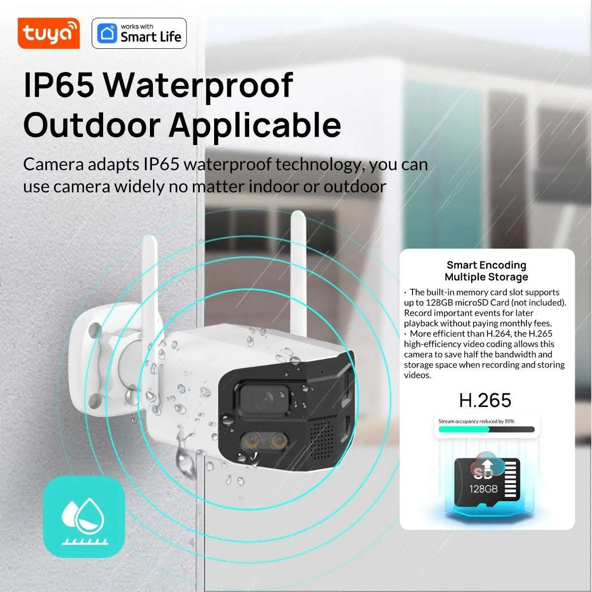 180° Dual Lens Outdoor Security Camera 4MP with Night Vision-4MP Dual Len12V 1A / BR PLUG