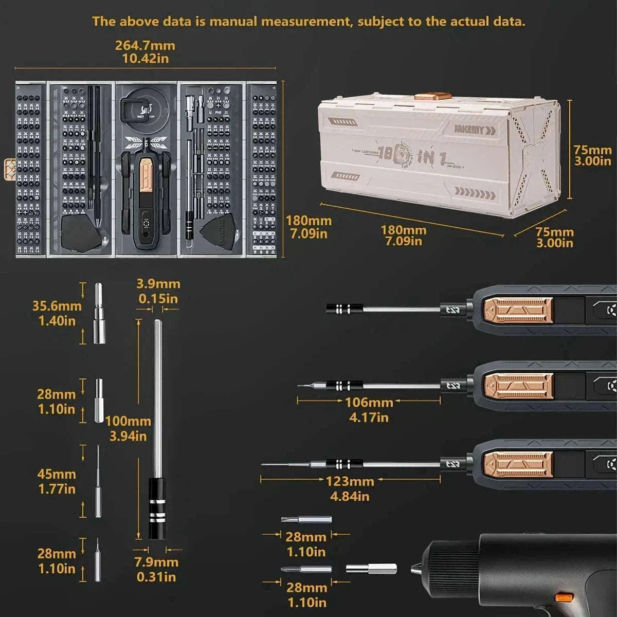 180-in-1 Precision Screwdriver Set with Magnetic Bits for Electronics Repair-Manual 180in1 WH / GERMANY