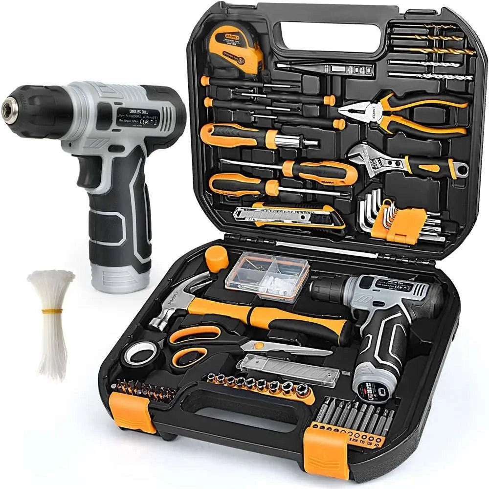 180-Piece Tool Kit with 8V Cordless Drill for Home Repairs-United States