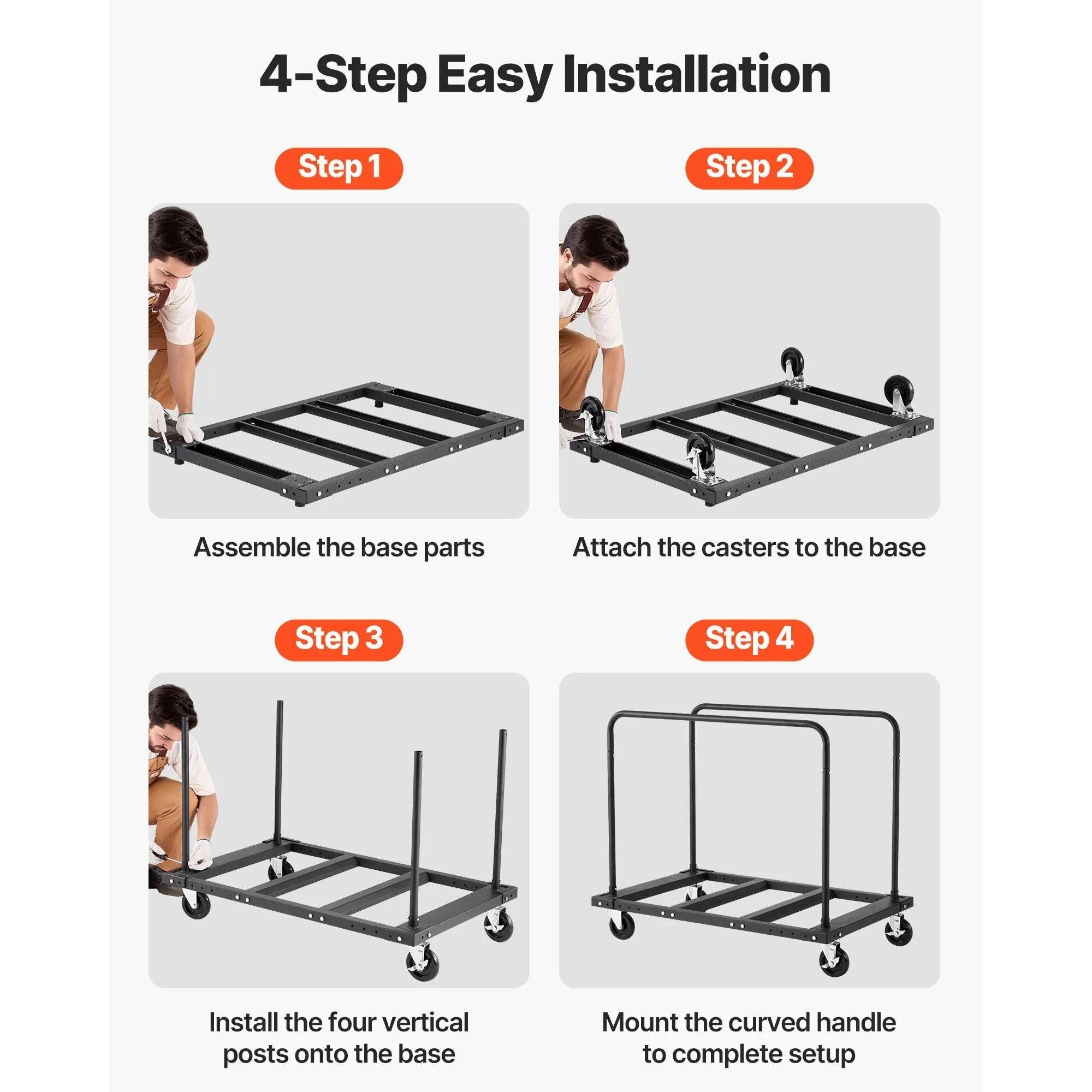 1800 lb Drywall Panel Dolly Cart with Swivel Casters & Strap-1800 LBS / spain