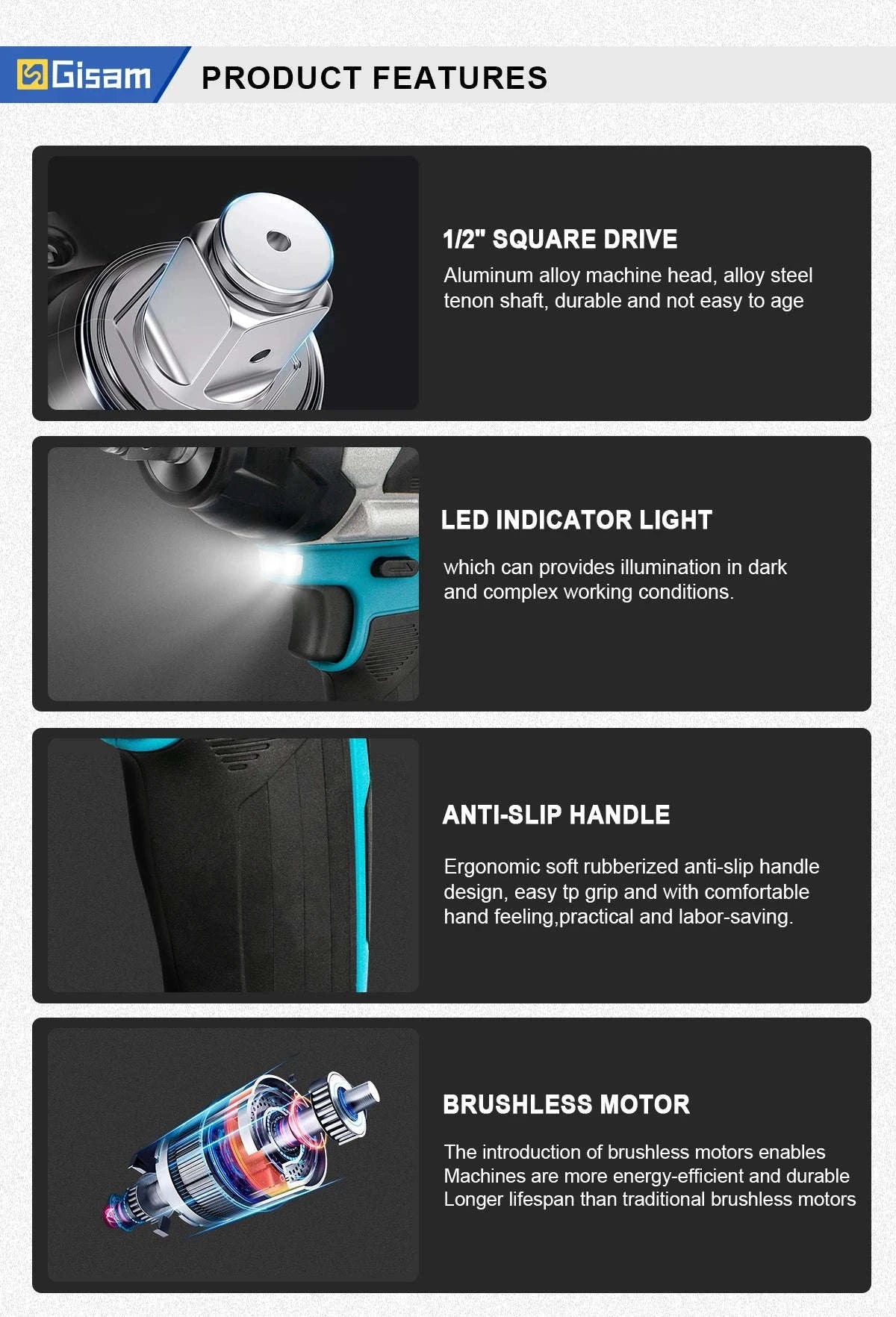 1800N.M Brushless Electric Impact Wrench for 18V Makita Batteries-2 Battery / GERMANY