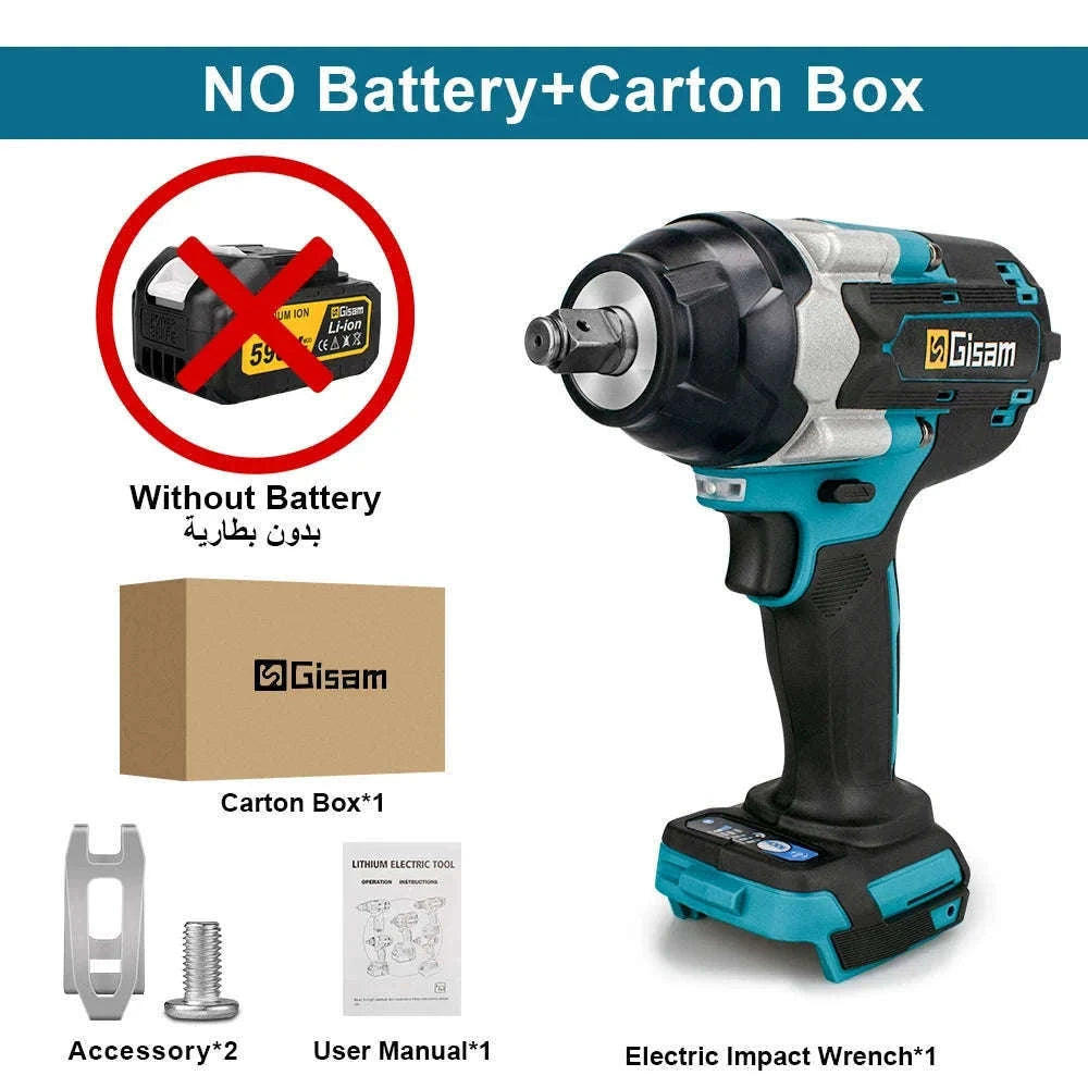 1800N.M Brushless Impact Wrench for 18V Makita Batteries-2 Battery / GERMANY