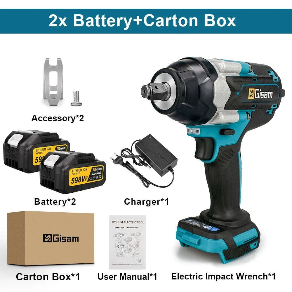1800N.M Brushless Impact Wrench for 18V Makita Batteries-2 Battery / GERMANY