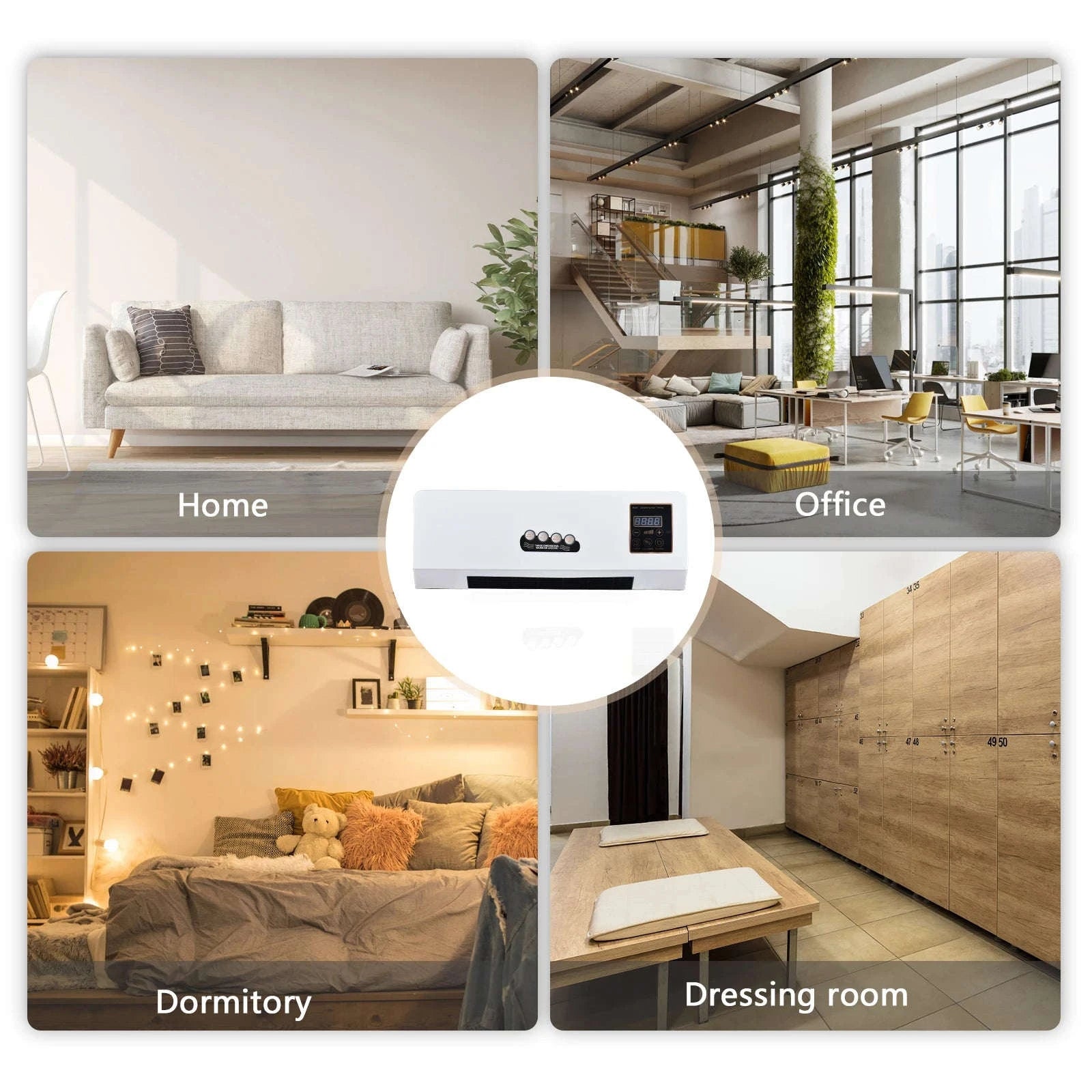 1800W Heater and Fan Combo Wall Mounted Electric Heater Fan with Remote-WHITE / United States