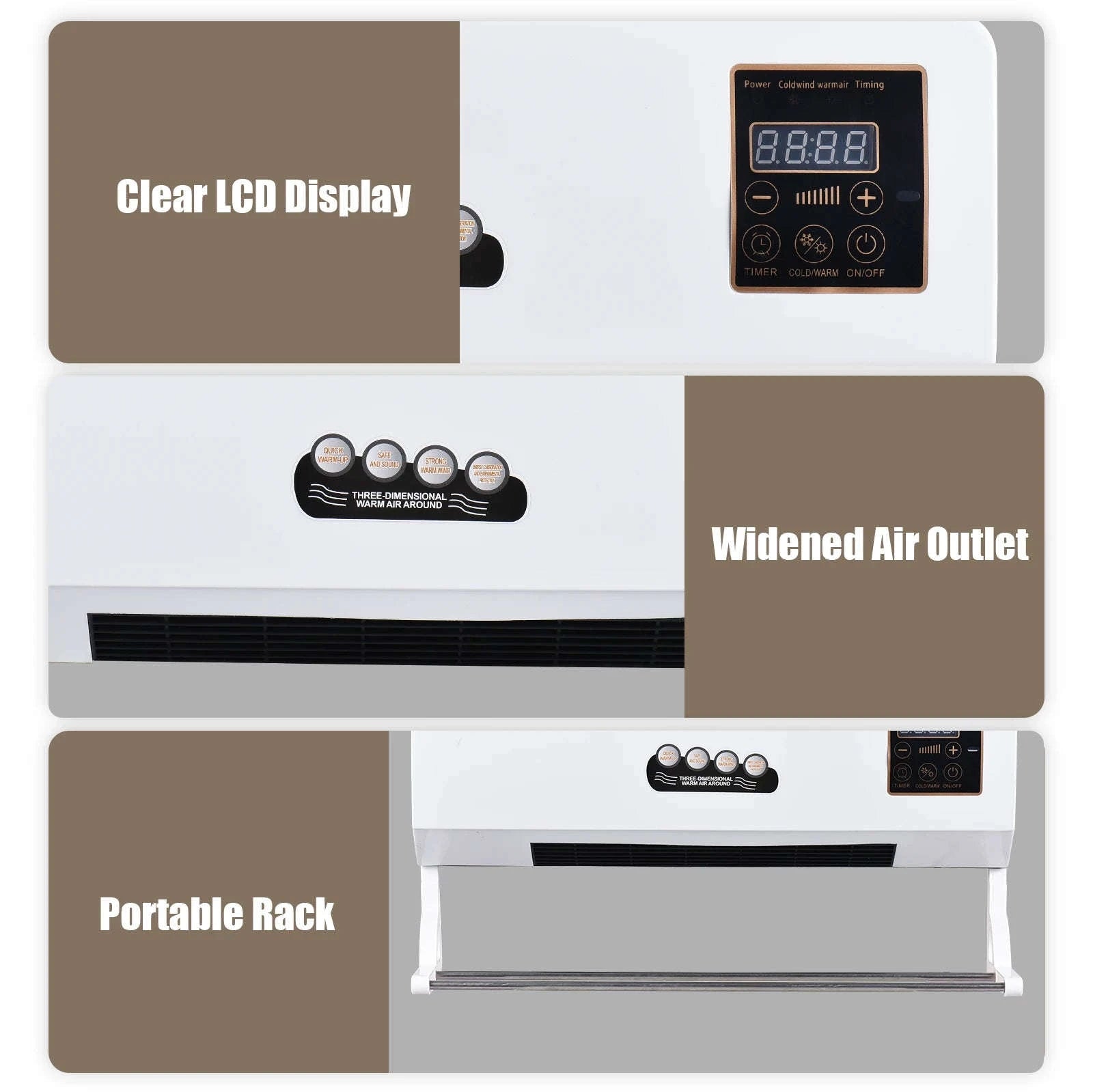 1800W Heater and Fan Combo Wall Mounted Electric Heater Fan with Remote-WHITE / United States