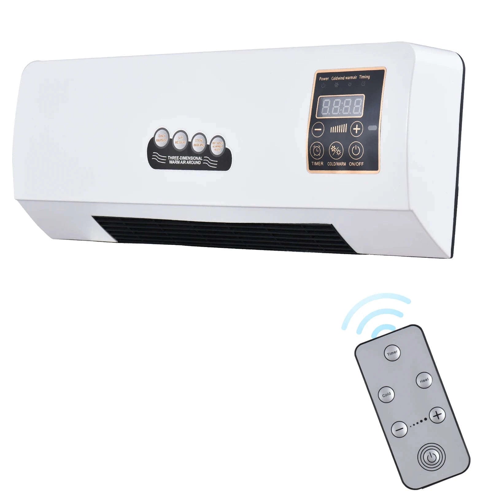1800W Heater and Fan Combo Wall Mounted Electric Heater Fan with Remote-WHITE / United States