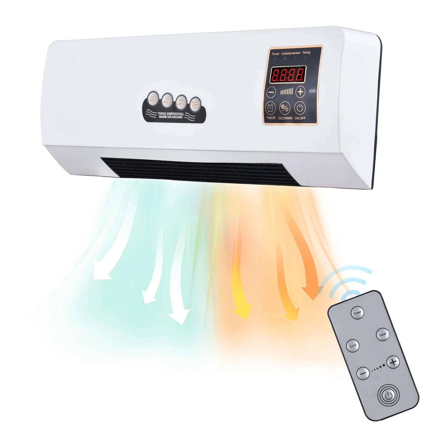 1800W Heater and Fan Combo Wall Mounted Electric Heater Fan with Remote-WHITE / United States