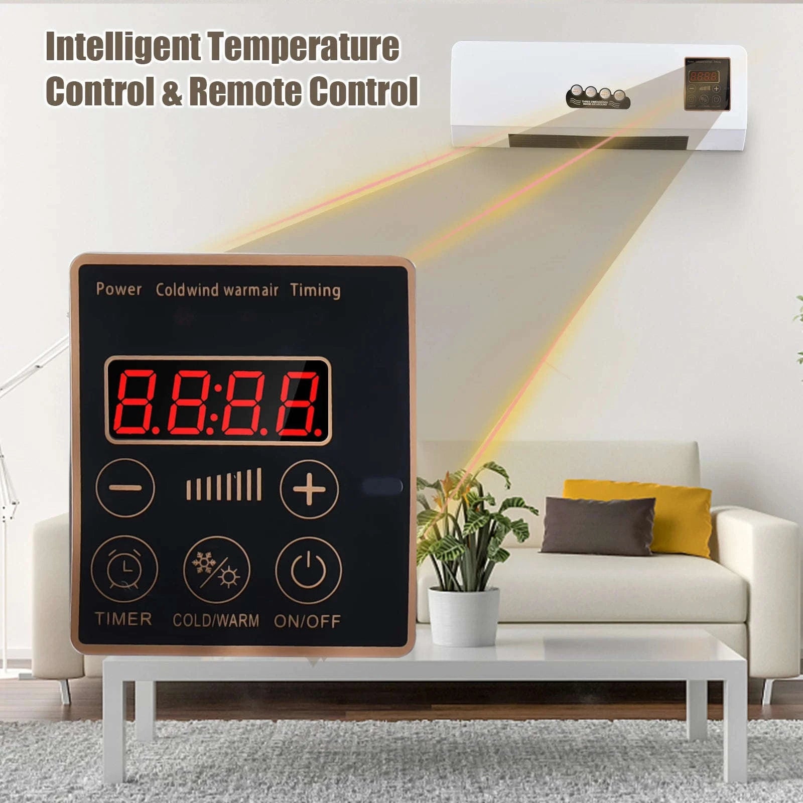 1800W Heater and Fan Combo Wall Mounted Electric Heater Fan with Remote-WHITE / United States