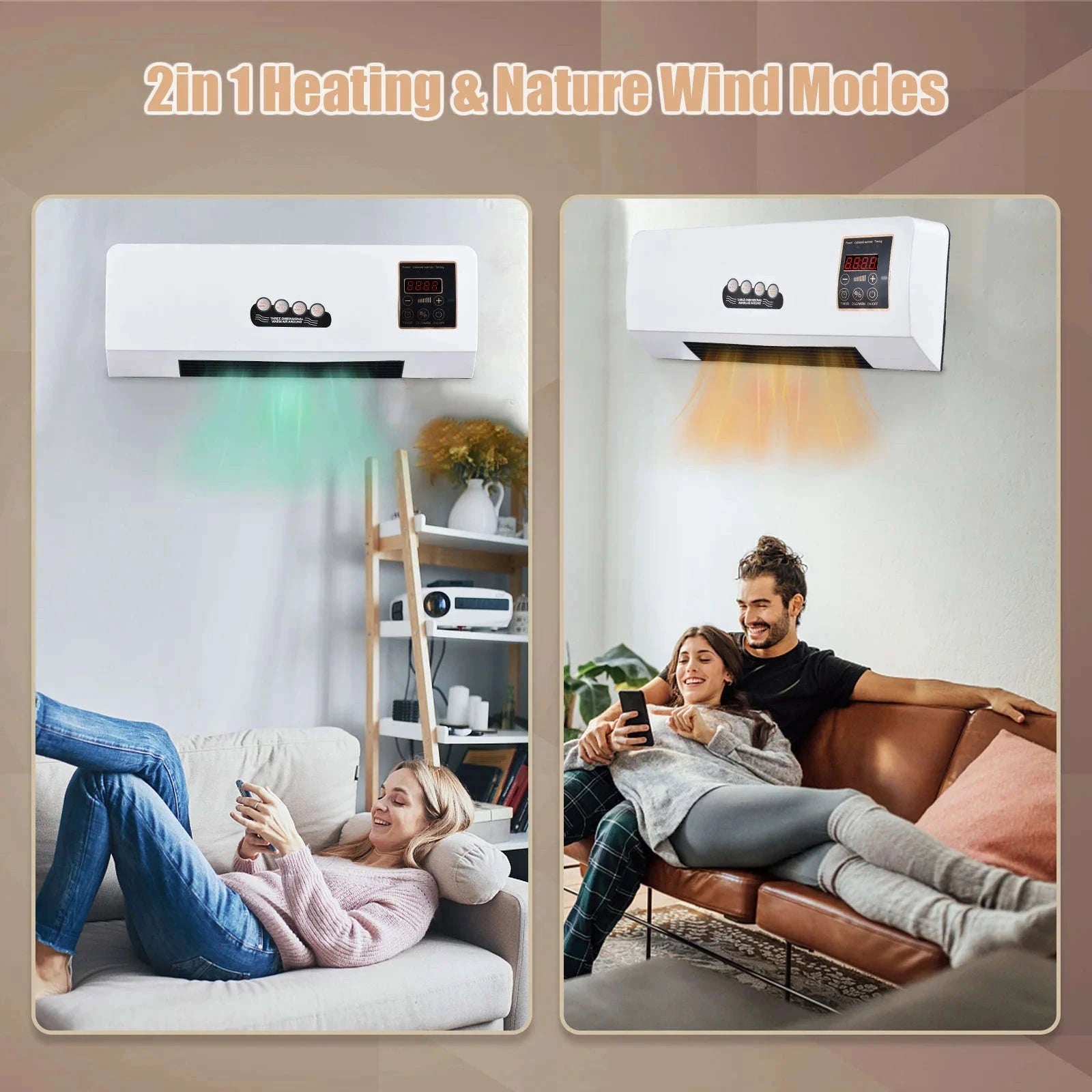 1800W Heater and Fan Combo Wall Mounted Electric Heater Fan with Remote-WHITE / United States