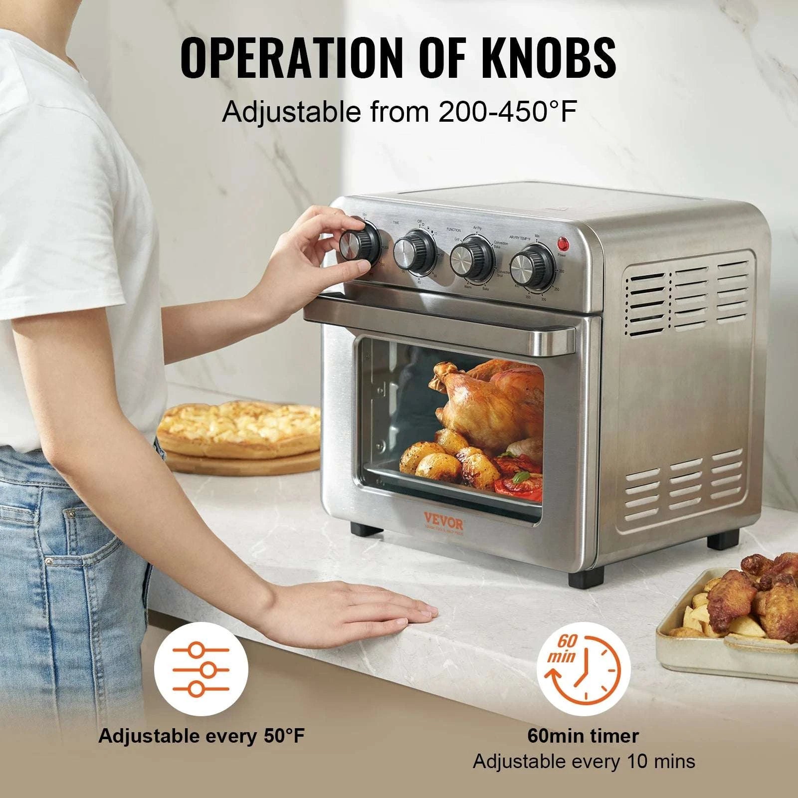 18L Air Fryer Toaster Oven Combo 1800W with 7 Cooking Modes-United States