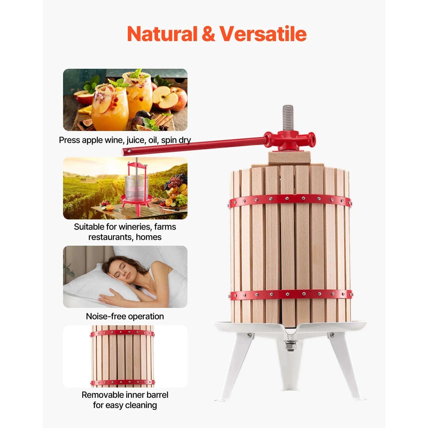 18L Solid Wood Fruit Wine Press with Handle-18L / United States