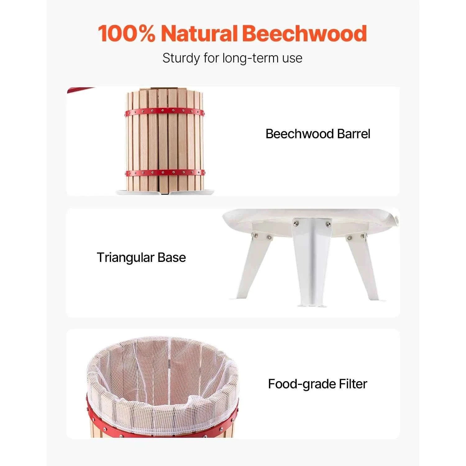 18L Solid Wood Fruit Wine Press with Handle-18L / United States