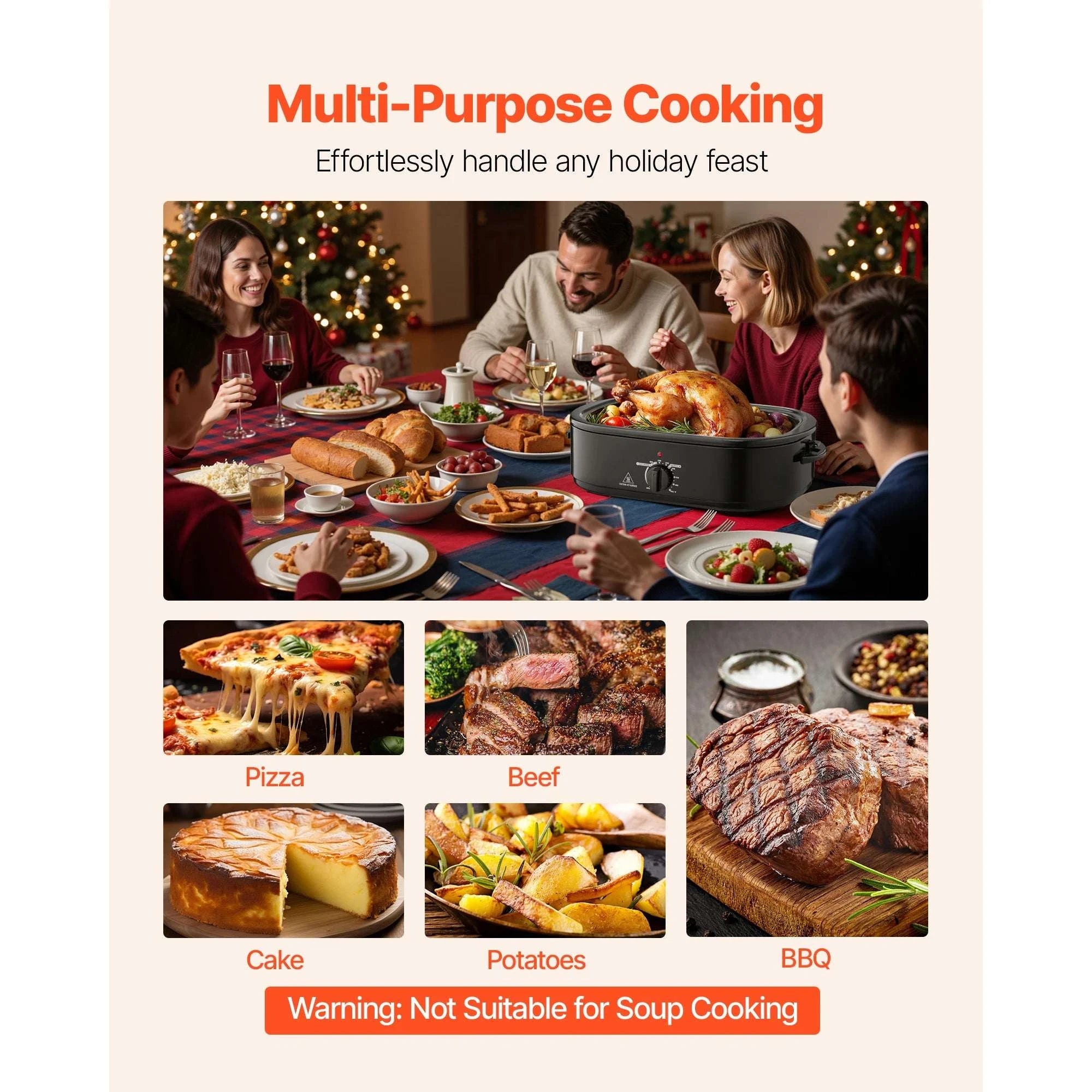 18QT Electric Roaster Oven with Self-Basting Lid & Warm Function-black / United States