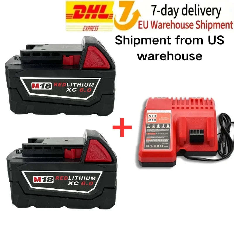 18V 6.0Ah Lithium-Ion Replacement Battery for Cordless Tools-2PCS6.0AH-ChargerUS / United States