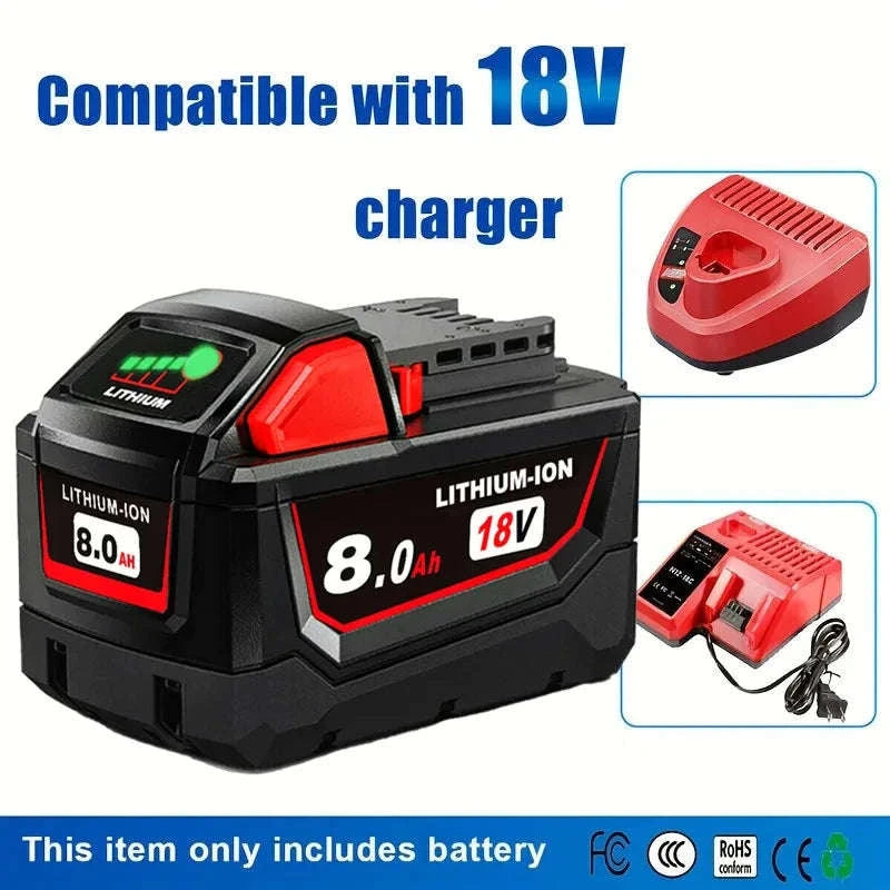 18V 8.0Ah battery replacement compatible with high-quality Milwaukee M18 8000Ah cordless power tools-18V / United States / 2pcs