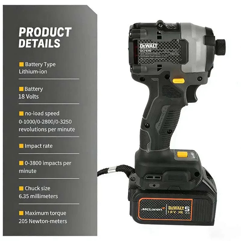 18V Brushless Impact Drill Set – McLaren Edition Combo Kit-DW-850