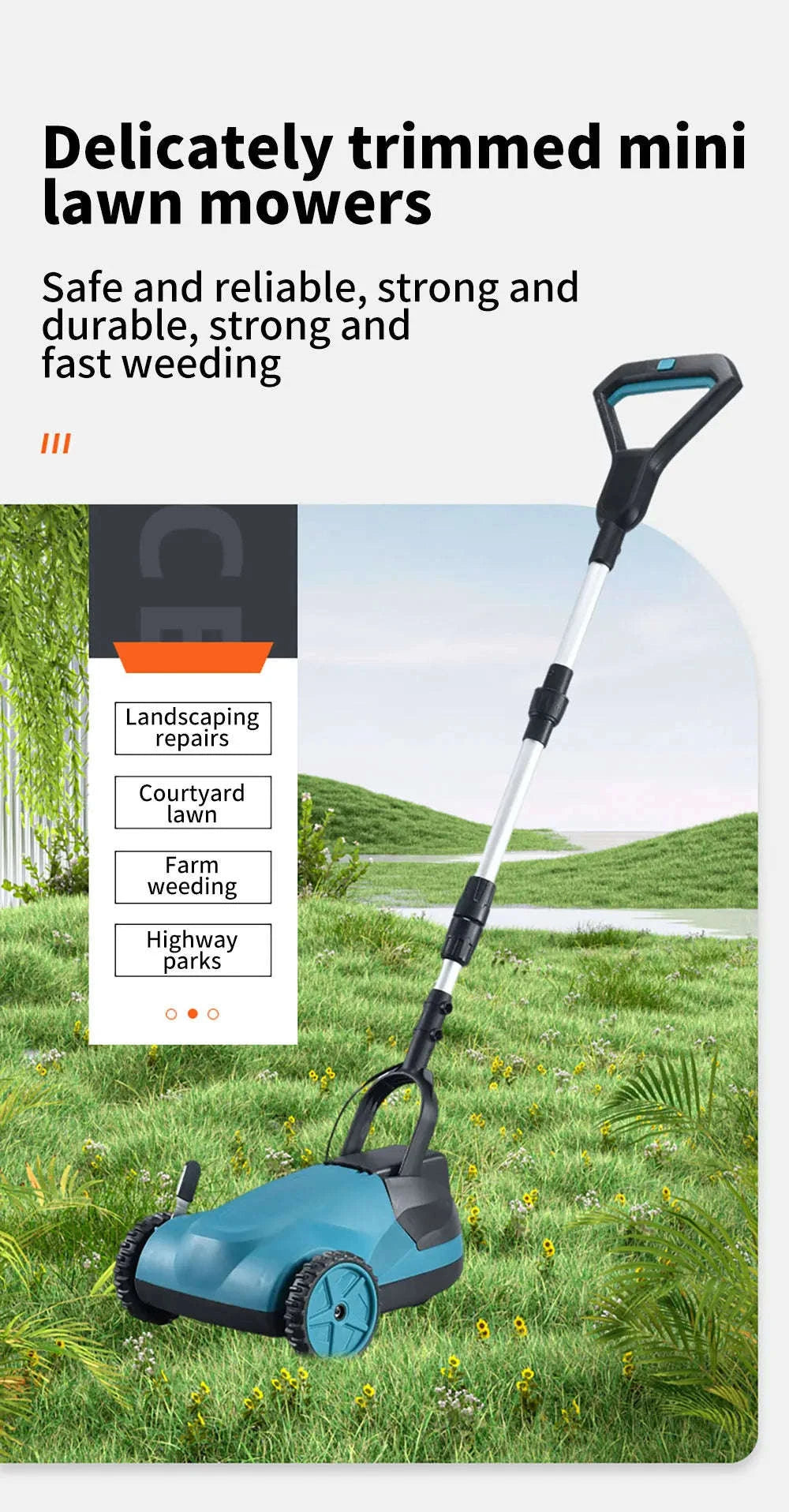 18V Cordless Brushless Grass Trimmer with Adjustable Height & Pole-1 pc battery / EU / france