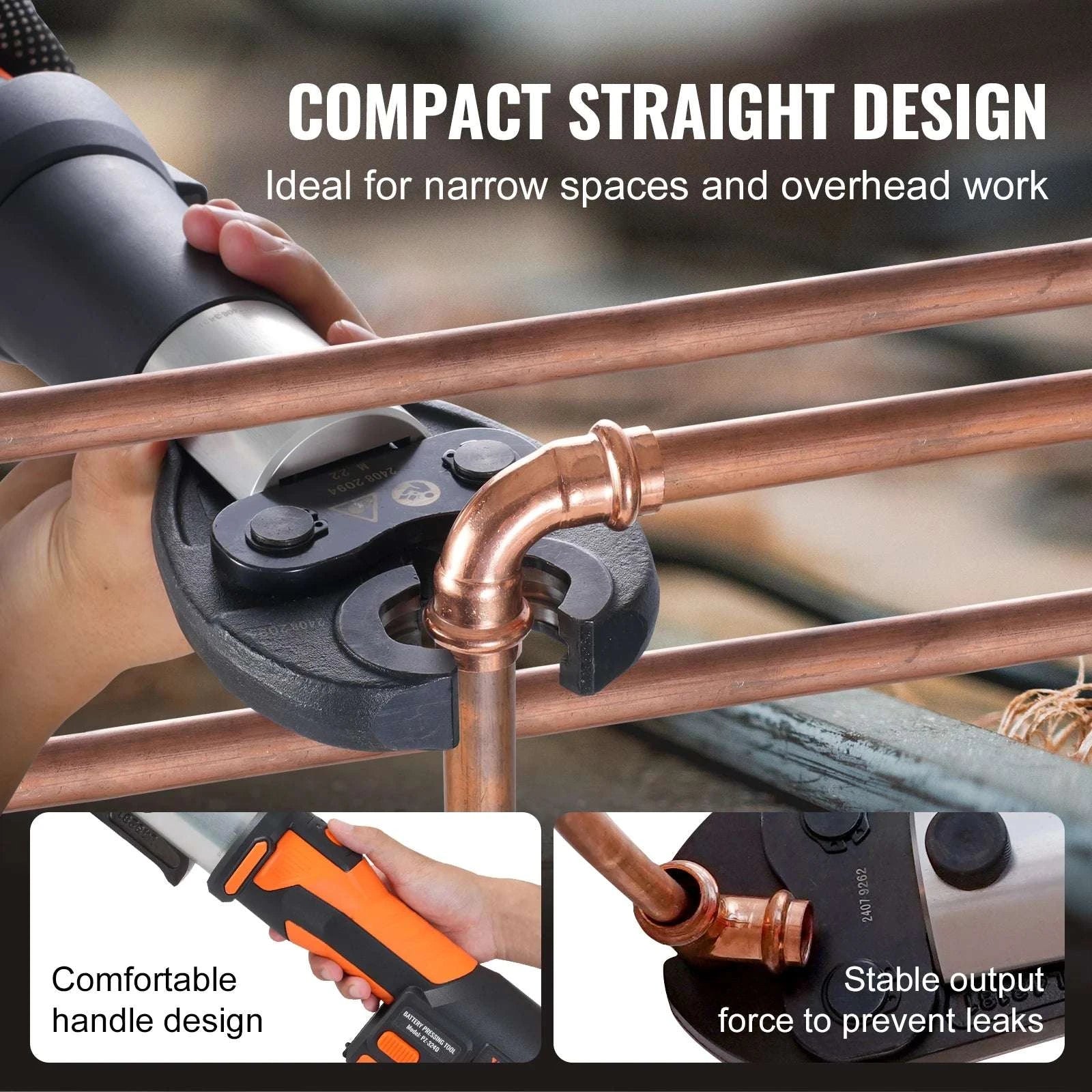 18V Cordless Pipe Crimping Tool Kit with 3 Jaws & 2 Batteries-SL-1930 / United States
