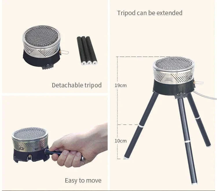 1900W Backpacking Gas Stove System for Fast Outdoor Cooking-Black Reactor Set 1L