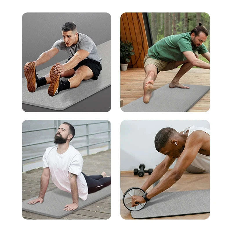 190CM Non-Slip TPE Yoga Mat with 6mm Cushioning-Gray with lines