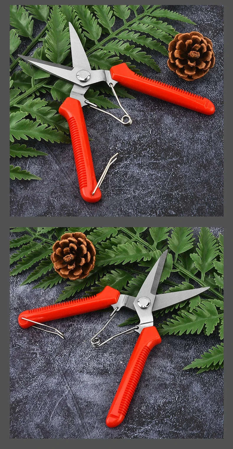 190mm Straight Head Pruning Shears Non-slip Handle Stainless Steel-JIAN002-Green