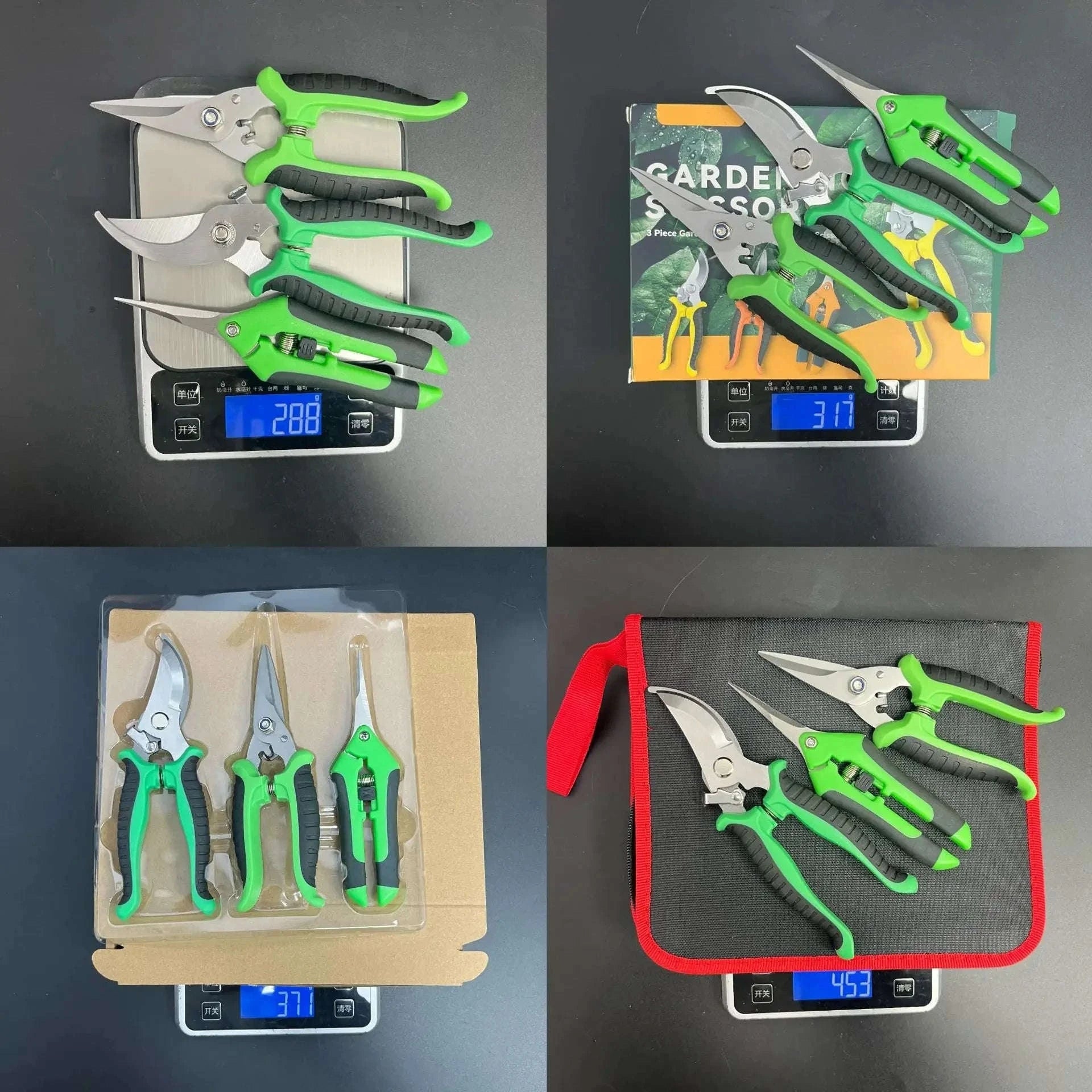 190mm Straight Head Pruning Shears Non-slip Handle Stainless Steel-JIAN002-Green