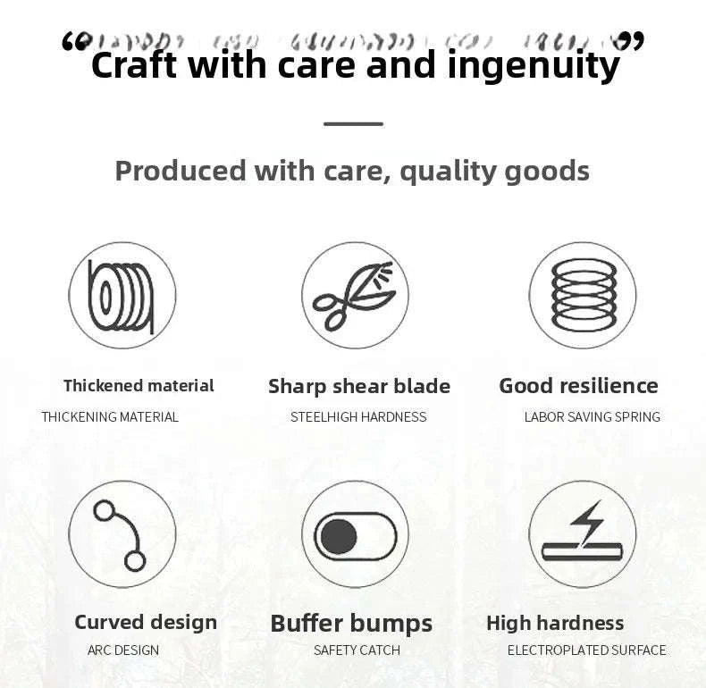 190mm Straight Head Pruning Shears Non-slip Handle Stainless Steel-JIAN002-Green