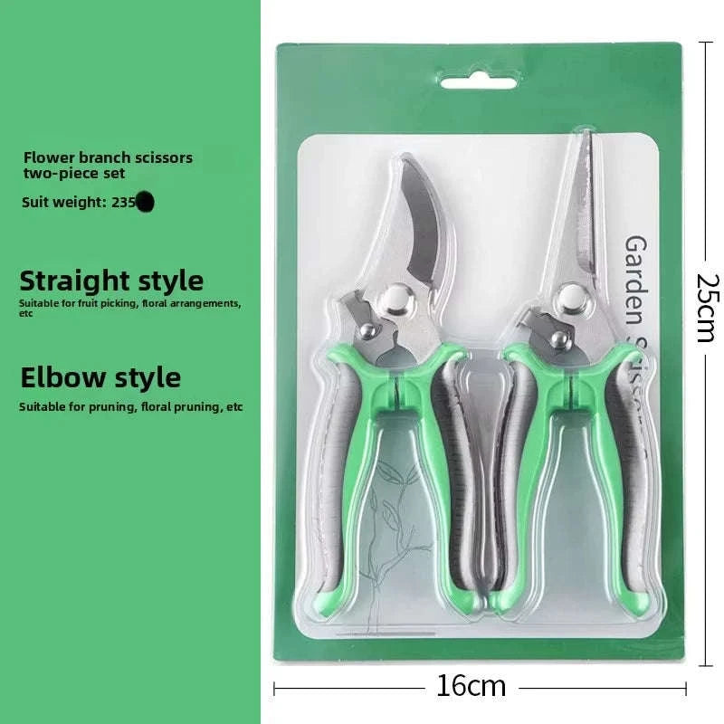 190mm Straight Head Pruning Shears – Stainless Steel Trimming Tool for Bonsai-JIAN002-Green