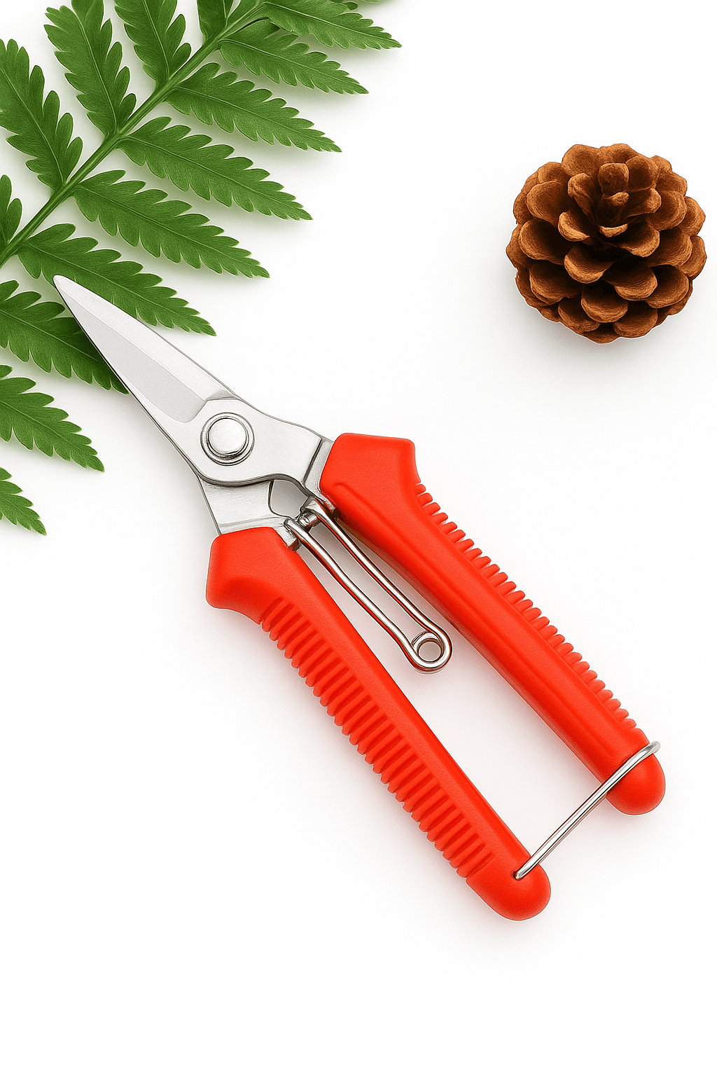 190mm Straight Head Pruning Shears with Non-Slip Handle-JIAN002-Green