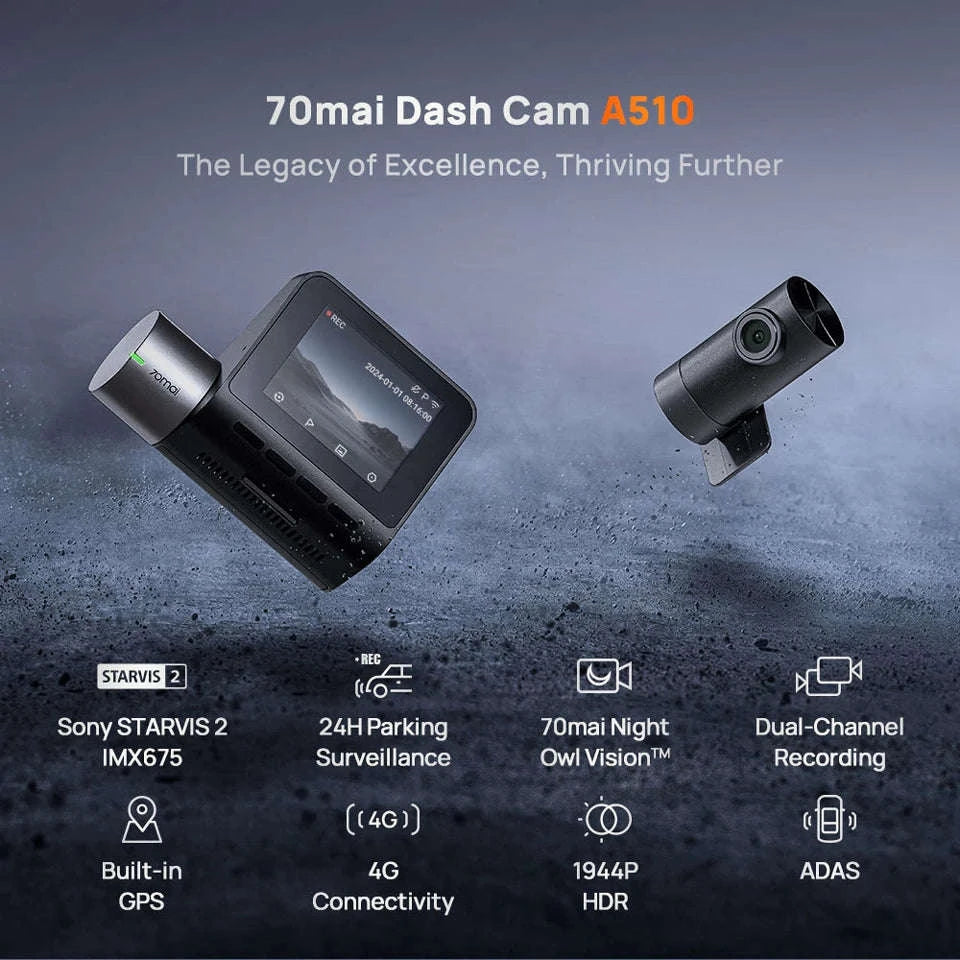 1944P HDR GPS Dash Cam with ADAS and Optional Rear Camera-2-Channel / Russian Federation / 128GB TF Card