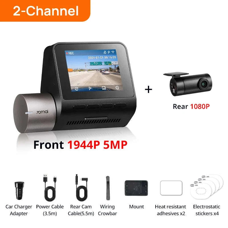 1944P HDR GPS Dash Cam with ADAS and Optional Rear Camera-2-Channel / Russian Federation / 128GB TF Card