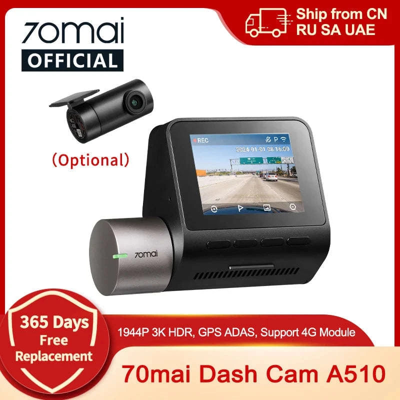 1944P HDR GPS Dash Cam with ADAS and Optional Rear Camera-2-Channel / Russian Federation / 128GB TF Card