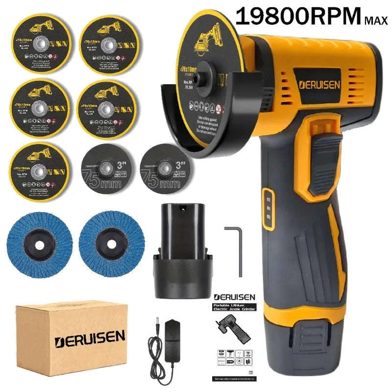 19800 RPM Mini Wireless Angle Grinder for Home DIY-Luxury 2batt toolbox / United States