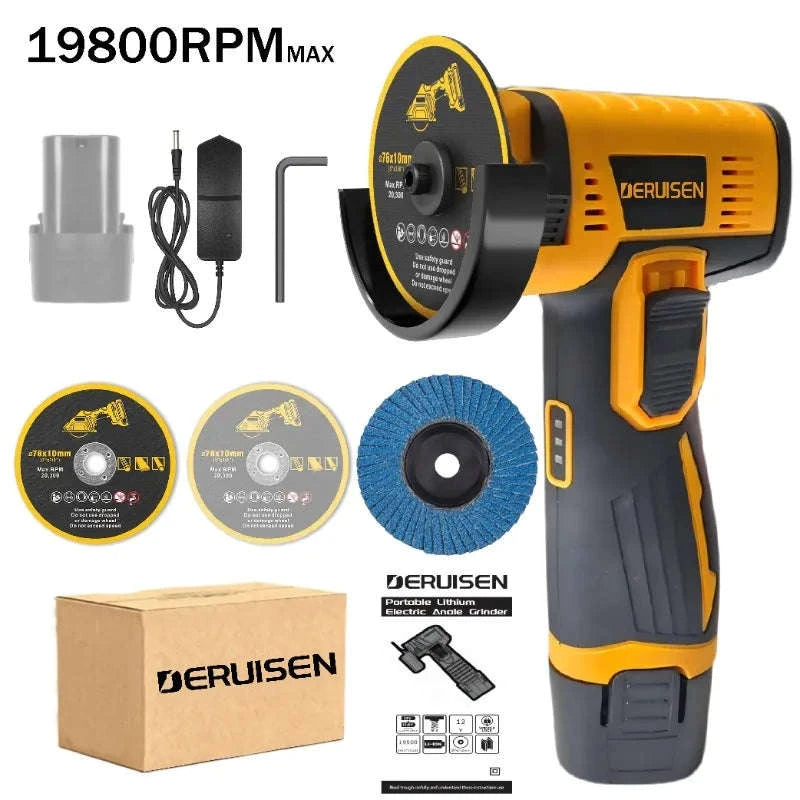 19800 RPM Mini Wireless Angle Grinder for Home DIY-Luxury 2batt toolbox / United States