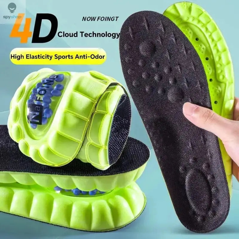 1Pair 4D Cloud Sport Insoles for Shoes PU Air Cushion Sole Soft Shock Absorption Deodorant Breathable Running Orthopedic Insoles 