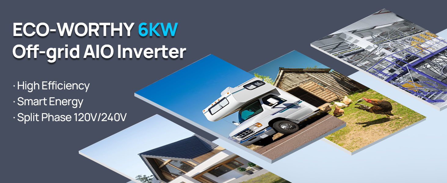 5.12kWh 48V 100Ah LiFePO4 Battery with 6kW Off-Grid Inverter
