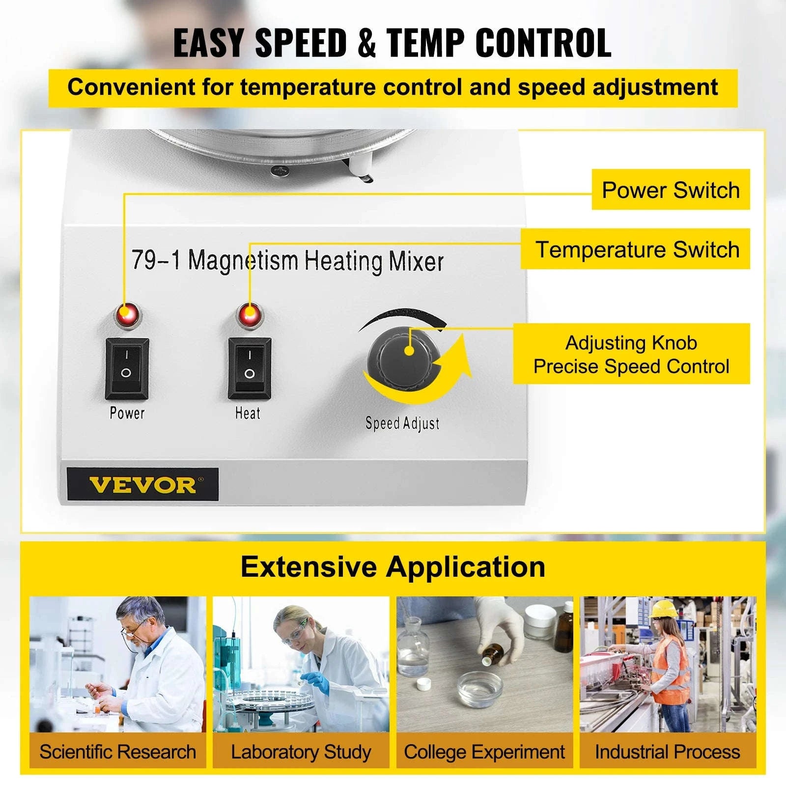 1L Heating Magnetic Stirrer Hot Plate with Stir Bar-United States / 100V-127V US Plug