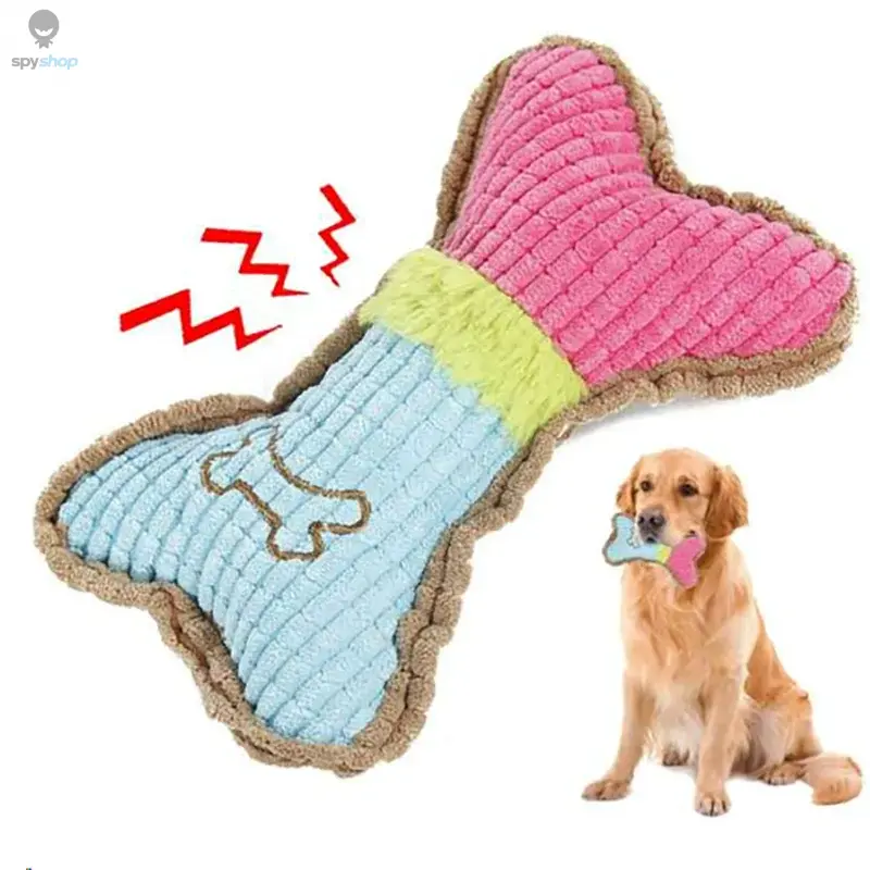 1pc Juguetes Chirriantes para Perros, Huesos de Peluche Juguete
