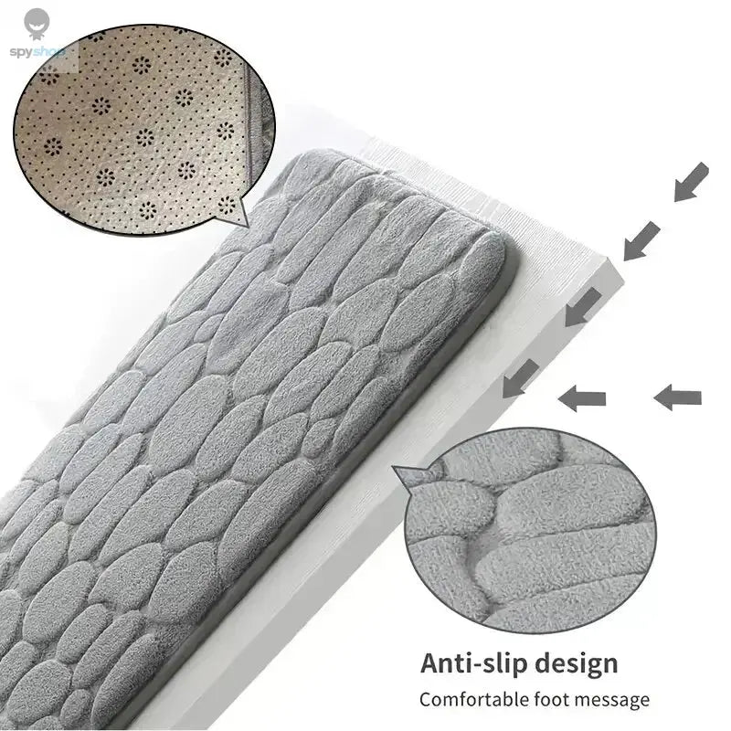 1pc embossed fiber carpet, bathroom living room anti slip mat, pebble floor mat, household items Spy-shop.com