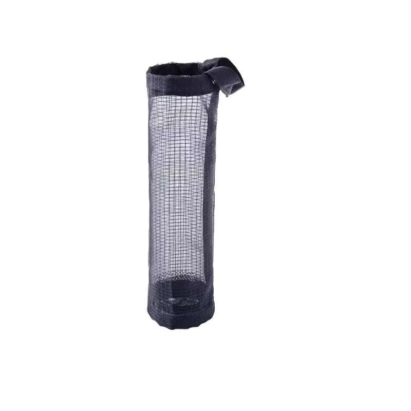 1pc Grey Sundries Bag Storage Wall Mount Mesh Plastic Bags Dispenser Hanging Reused Storage Pouch Trash Bags Kitchen Garbage Org-1PC Grey