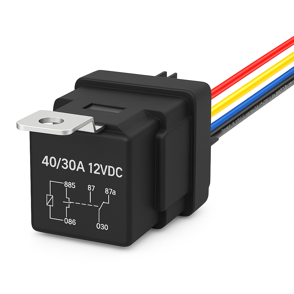 1 Stück SPDT 5-polig wasserdicht Auto Relais 12V 40A Schwerlast 14AWG 12 Volt Auto Relais-Kit Bosch Stil und Kabelbaum-Set Für Automotive