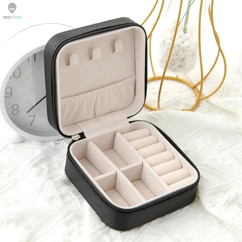 1pcs Single Layer Storage Box Ladies Travel Leather Jewelry Box Classic Black Pure White Fashion Pink Storage Box 