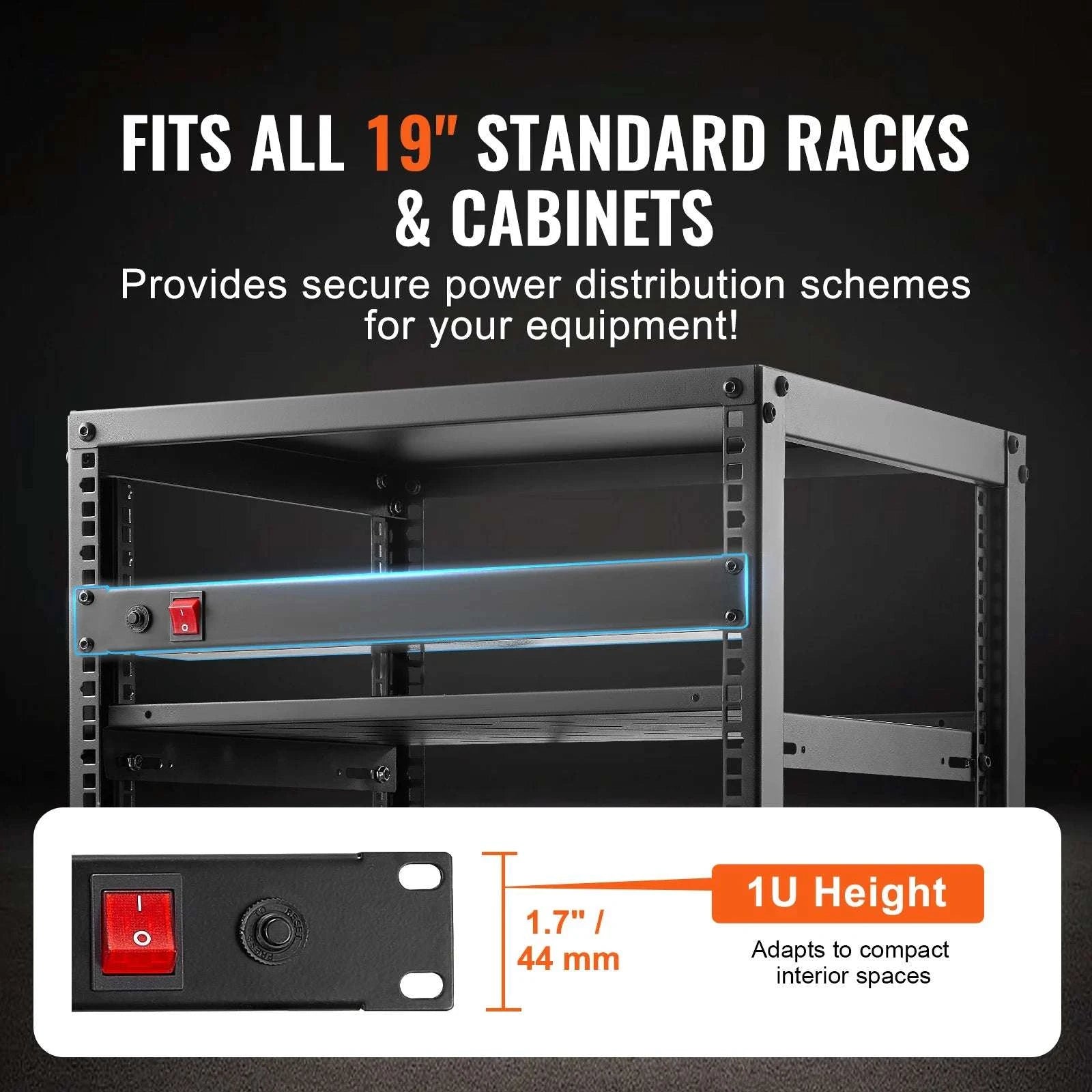 1U Rack Mount PDU Power Strip 8/10/12 Outlets 15A Surge Protected-Independent Switch10 / United States