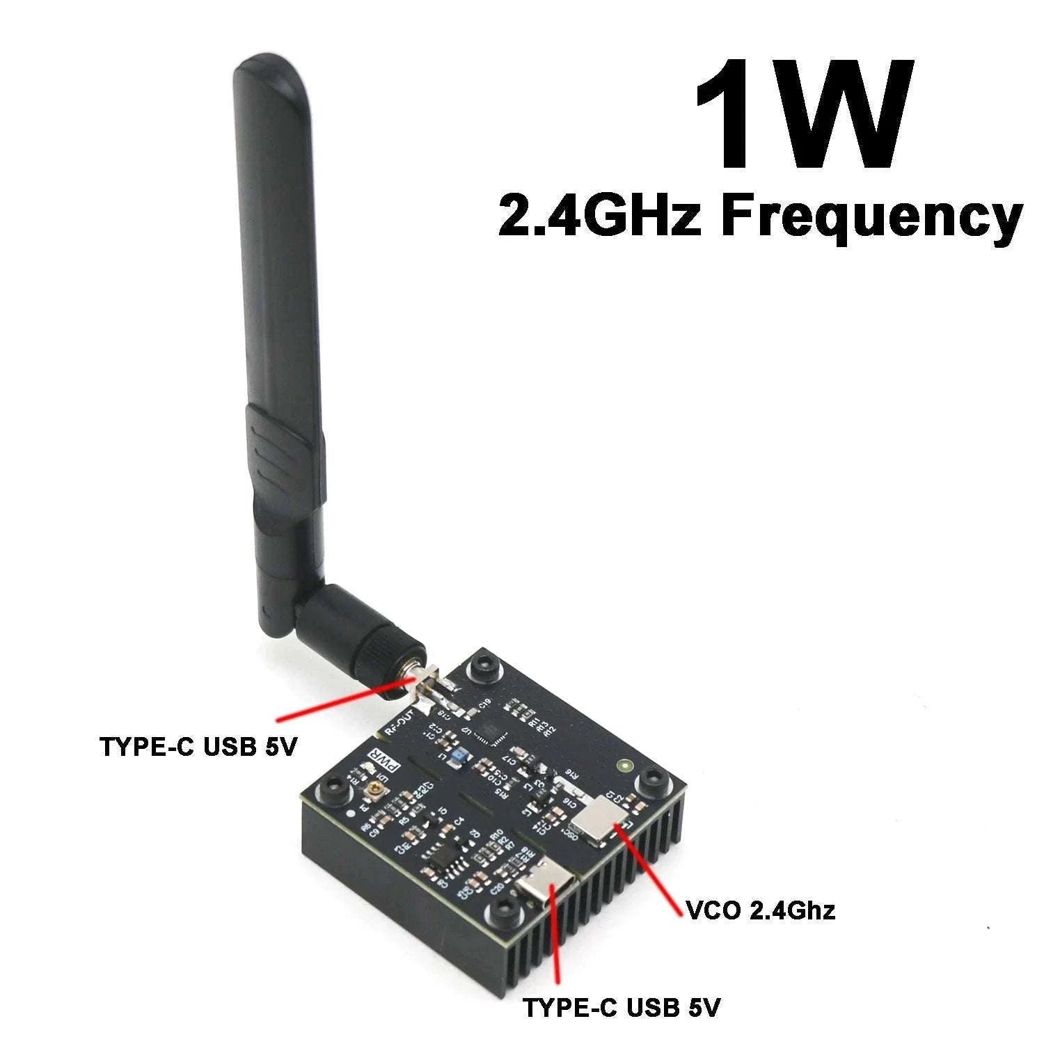 1W 2.4GHz VCO Signal Generator Module with Antenna Type-C Power-2.4Ghz  W 8DB ANT