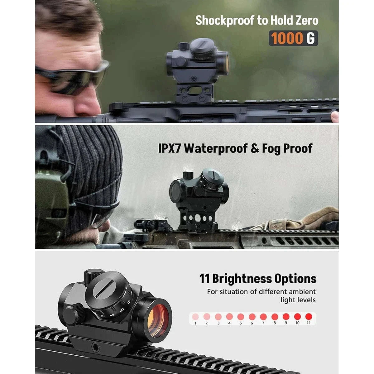 1x25mm Red Dot Sight for Fast, Confident Close-Range Aim-Black / france
