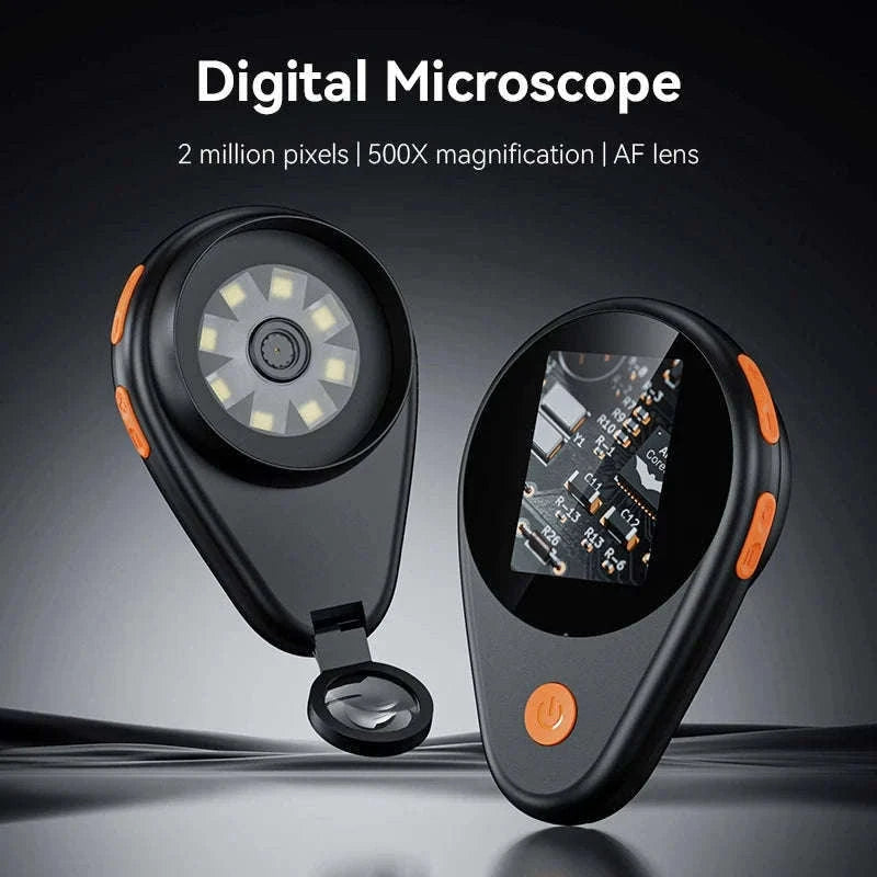 2.0-Inch 500X Digital Microscope with 8 LEDs and Screen-Auto Focus Black