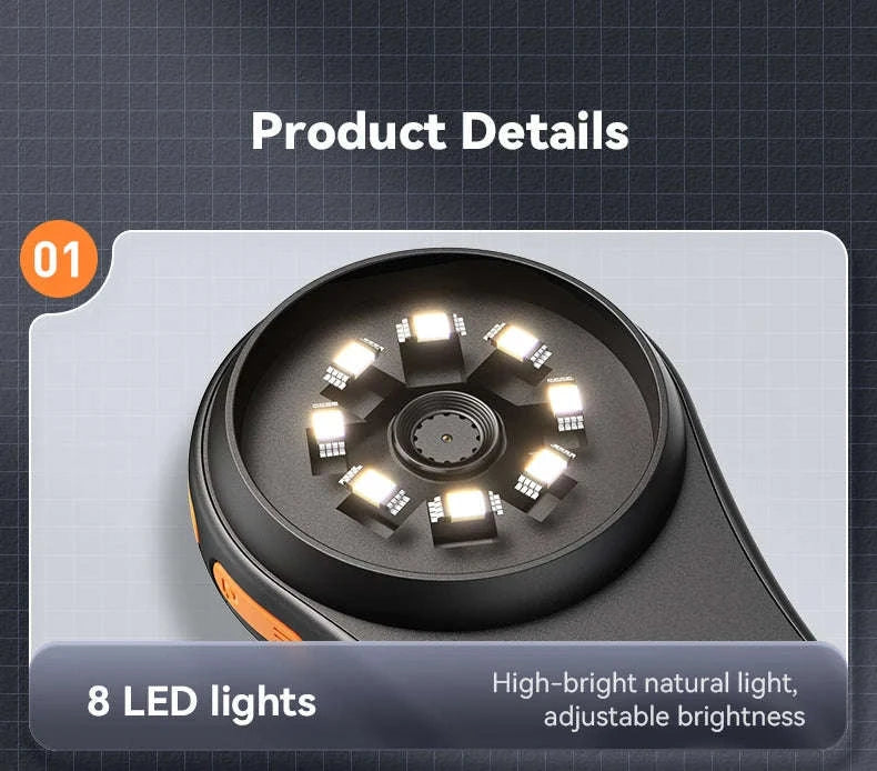 2.0-inch 500X Digital Microscope with Magnifying Glass & 8 LEDs-Auto Focus Black